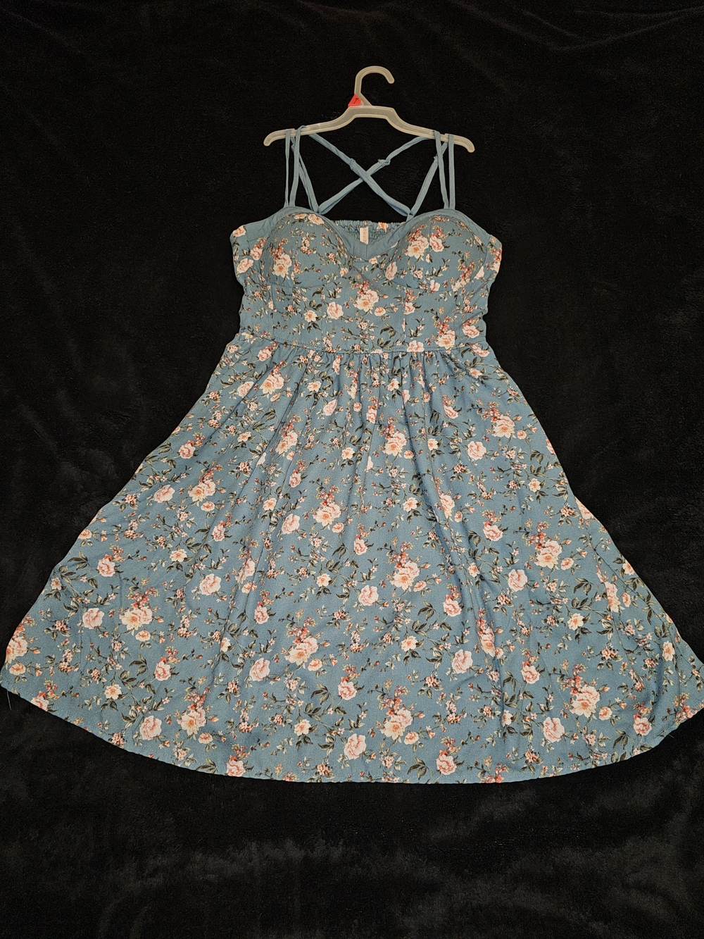 Xhilaration Dusty Blue Floral Strappy Sundress
